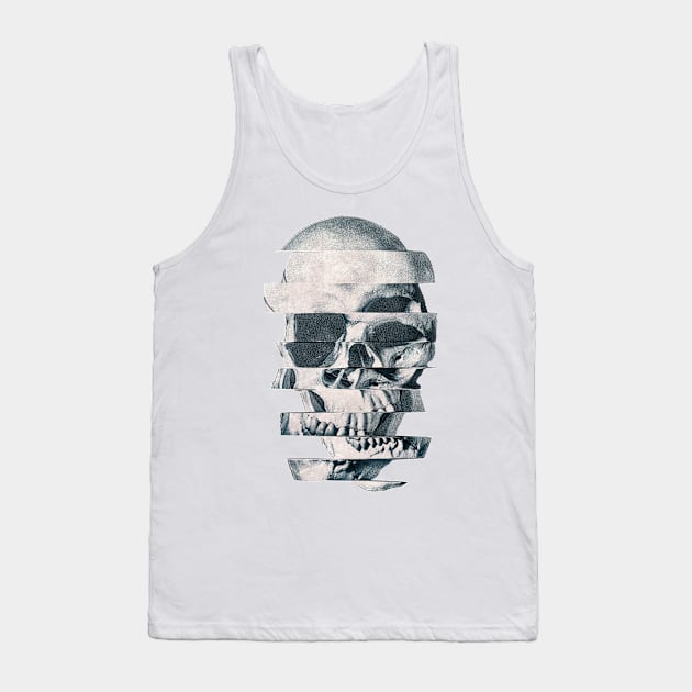 Glitch Skull Mono Tank Top by aligulec